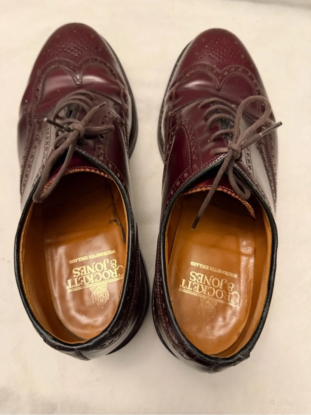 Classic Burgundy Leather Wingtip Oxfords, pre-owned, gently used